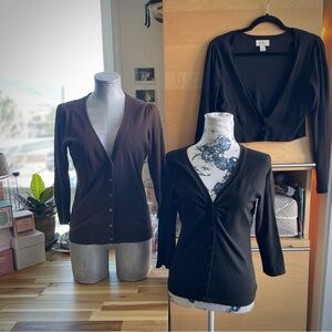 ANN TAYLOR LOFT | S + M | Lot Cardigan Cotton Bundle Classic Button-Front